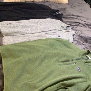 3 Patagonia Sweaters XXL Black, Grey, Green